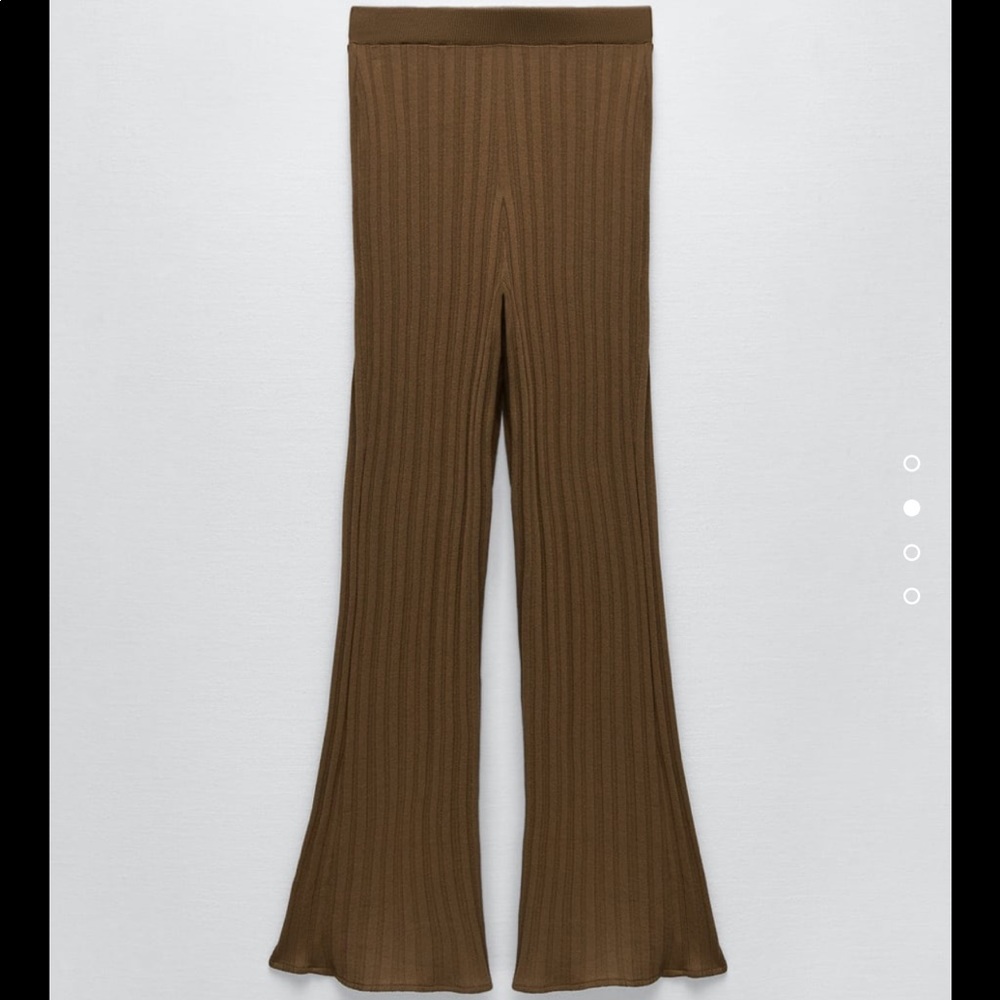 🆕 Zara 2-Piece Slit Ribbed Tunic & Flared Ribbed Pants Set SIZE Large - Picture 5 of 13